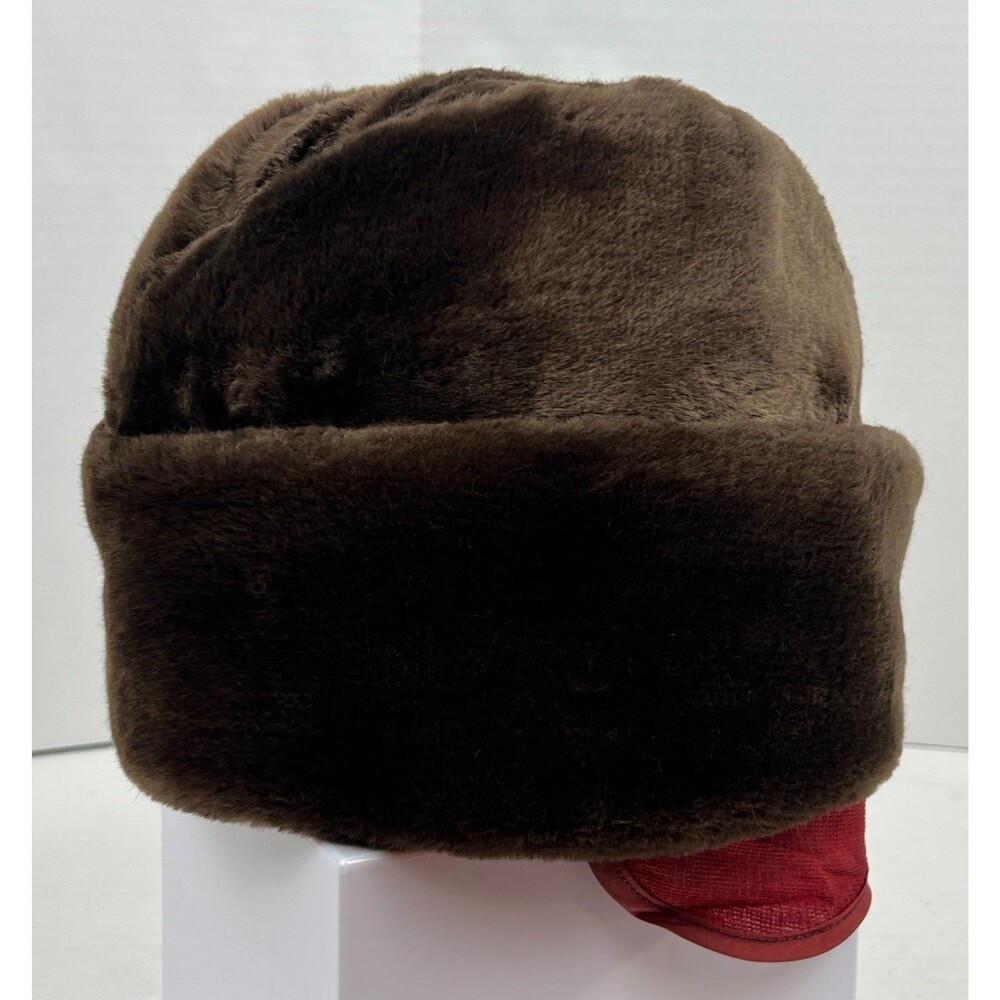 Vtg Large Country Gentleman Winter Faux Fur Trapper Ushanka Hat W/ Ear Coverings